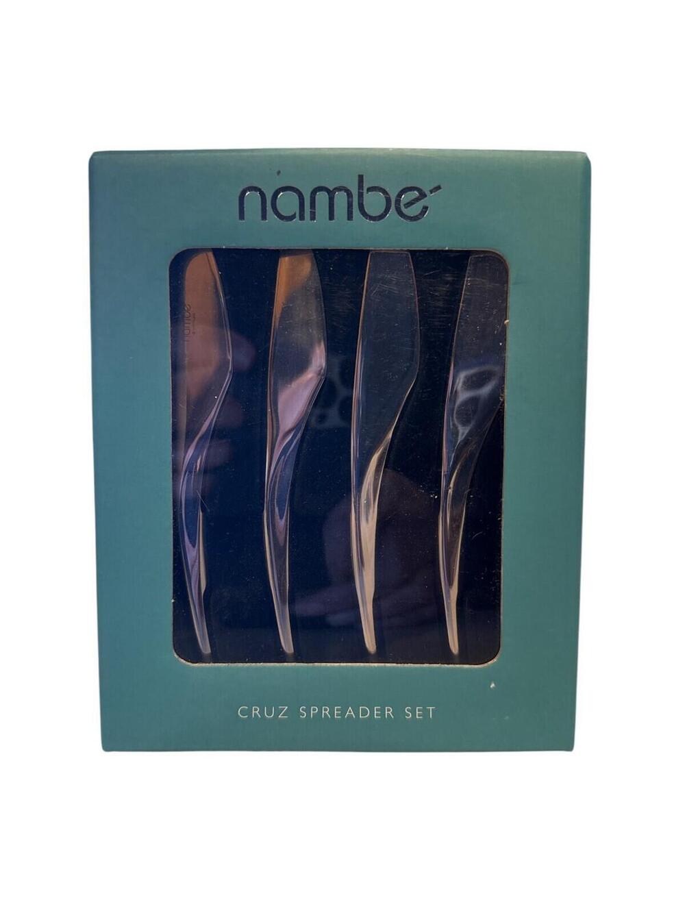 Nambe Cruz Spreader Stainless Steel Silver Boxed Entertaining Serve NEW Set of 4 - Picture 2 of 4